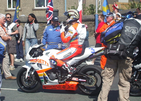 John McGuinness on Padgetts machinery at the Centenary TT